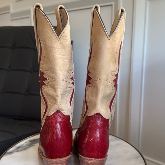 Frye Western Cowboy Boots - Red and Tan - Picture 5 of 8